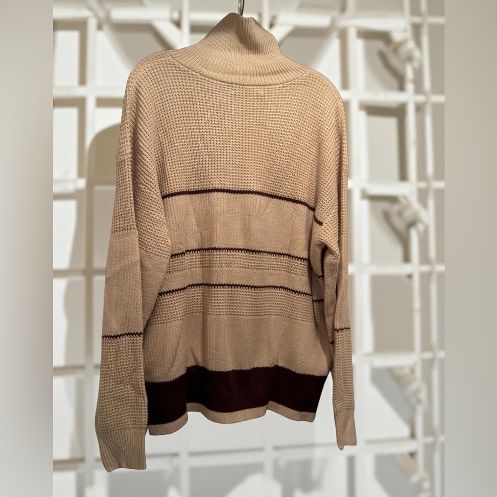 NWT Dokotoo Women’s Knit Pullover Cardigan Color Block Tan Brown Size XL - Picture 4 of 6